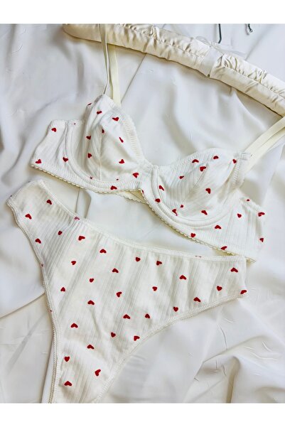 İNKO İÇ GİYİM Σετ σουτιέν με μοτίβο καρδιάς Underwire Cotton Camisole (Σουτιέ...