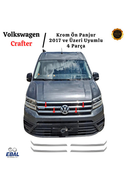 EBAL OTO AKSESUAR Vw Crafter Krom Ön Panjur 4 Parça 2018 ve Üzeri Paslanmaz Ç...