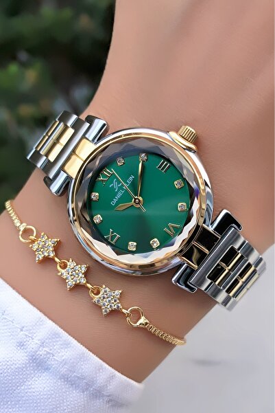 Daniel Klein New Season Women's Wristwatch Gold Silver Green Color with 2 Years Warranty and Bracelet Gift