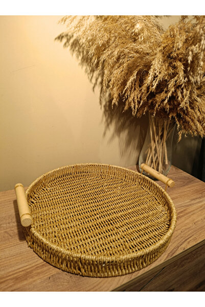 Paganca Wicker Rattan Presentation Tray Organizer Round Wide Size