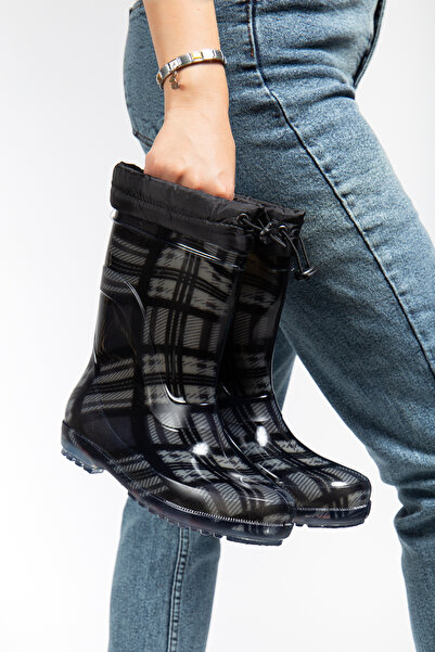 e&e %100 Su Geçirmez Çizme Kışlık İçi Peluş Unisex Çocuk Yağmur Çizme İçi Yünlü Erkek Çizme Kadın Çizme