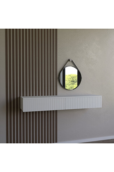 Barida Sanat Konsol İki Çekmeceli | Dresuar | Duvara Monte MDF Ahşap Raf | Makyaj Masası 130cm uzunluk