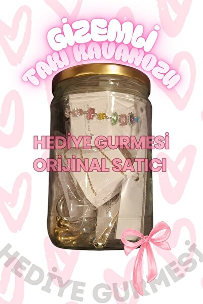 Hediye Gurmesi Gold Gümüş Çelik Sürpriz Takı Kavanozu 6 Adet Sürpriz Hediye Takı