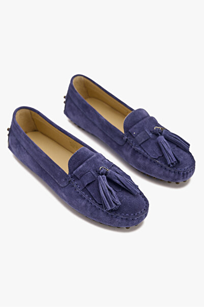 West To West Kadın Süet Loafer Aksesuar Ve Püskül Detaylı