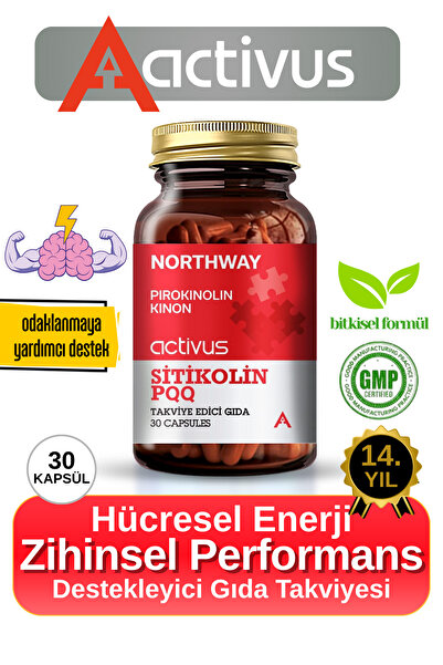 ACTİVUS Northway Sitikolin PQQ - Odaklanma ve Hafıza Desteği İçin Destekleyici Gıda Takviyesi