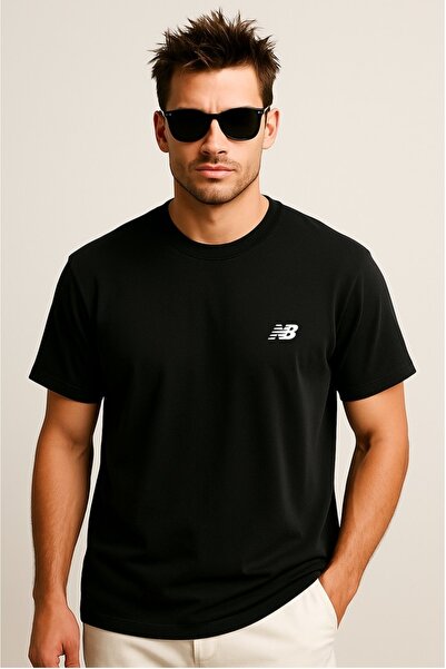 New Balance Mnt1537 Μαύρο ανδρικό μπλουζάκι Classic Basic Logo