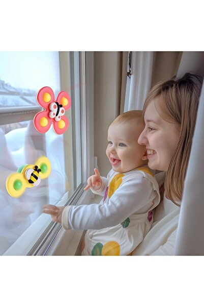 fulina 3PCS Suction Cup Spinner Toys for 1 Year Old Boy Girl|Spinning Top Infant Sensory Toys for Toddlers