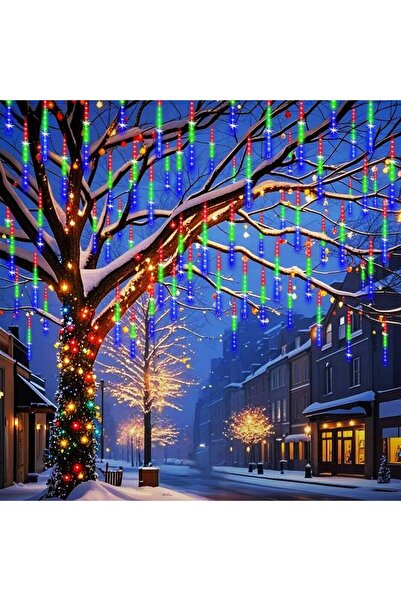 fulina Meteor Shower Lights Falling Rain Drop Christmas Icicle Cascading Lights for Xmas Halloween