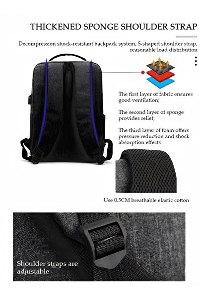 Generic Travel Laptop Backpack Business Anti Theft Slim Durable Computer Shoulder Pack with USB Charging