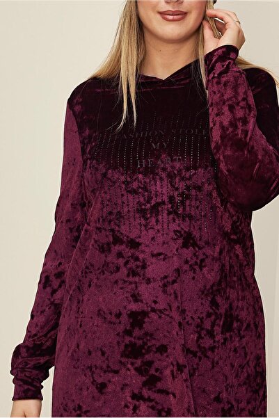 Alvina Velvet Tracksuit Tunic - Stone Detailed, Model 43451