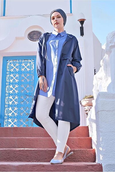 TRENDTESETTÜR ЖІНОЧИЙ СИНІЙ (А.ІНДИГО) ТРЕНЧКОТ З ПІДВ'ЯЗКОЮ НА ТАЛІЇ 2403