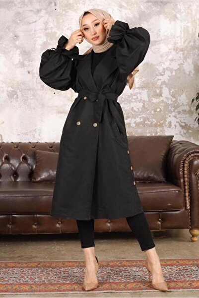 TRENDTESETTÜR ΓΥΝΑΙΚΕΙΟ ΜΑΥΡΟ ΚΑΜΠΑΝΙΚΟ ΠΑΛΤΟ ΜΕ ΚΟΥΜΠΙΑ T 36007