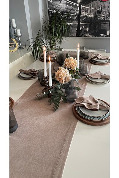 Decamor home Velvet Textured Hassle-Free Milk Coffee Long Runner (Not Including the Nappe)