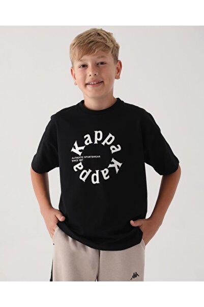 Kappa تي شيرت Alvaro Boy الأصلي باللون الأسود مقاس كبير