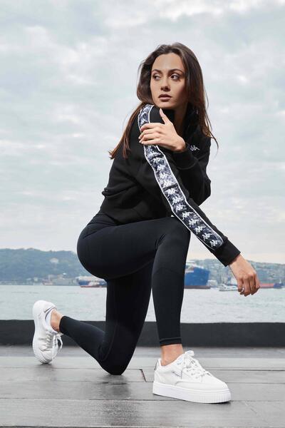 Kappa Authentic 222 Banda Pepitagt Kadın Siyah Oversize Fit Sweatshirt