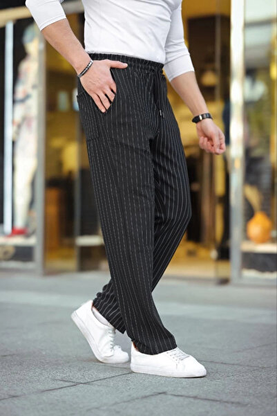 BÜŞRA TEZEL MODA Men's Striped Woven Crepe Jogger Buggy Pants Comfortable Fit...