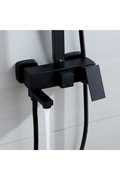 Sanlux Set coloană duș, negru mat sistem complet cu mixer apă caldă/rece, VST92