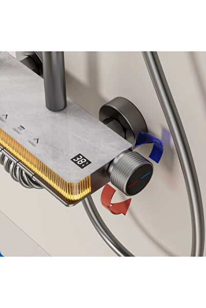 Sanlux Marble effect shower set, LED strip and temperature display, MTZ5