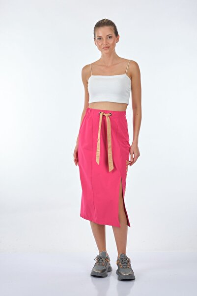 Naar Γυναικεία φούστα με ψηλόμεσο ελαστικό φούξια με λεπτομέρεια σχισμής 22251505