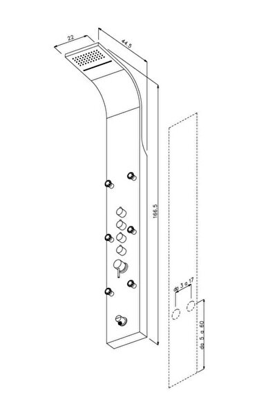 Metaform Shower panel with hydromassage and waterfall NIAGARA, INOX, 4 functions