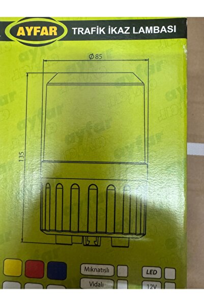 AYFAR Mıknatıslı Döner Lamba - Tepe Lambası Sarı Renk 24volt