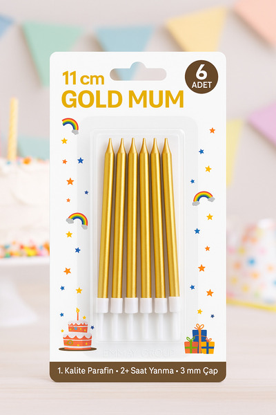 Orca Süs Doğum Günü Mumu 11 cm Çubuk Mum Gold , Altın Rengi, Parti, Kutlama, ...