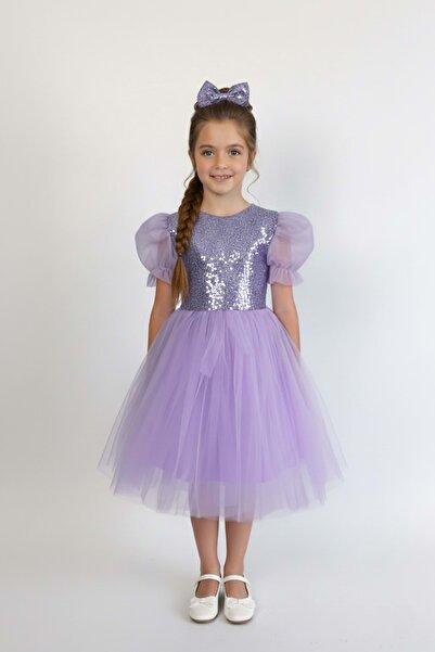 Mnk Baby&Kids فستان توتو بأكمام بالون وترتر للفتيات M00751 LILA