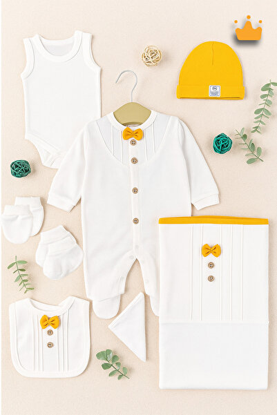 Babyhola 0-3 Months 100% Cotton Bow Tie Baby Boy Hospital Discharge Set 8-Pie...