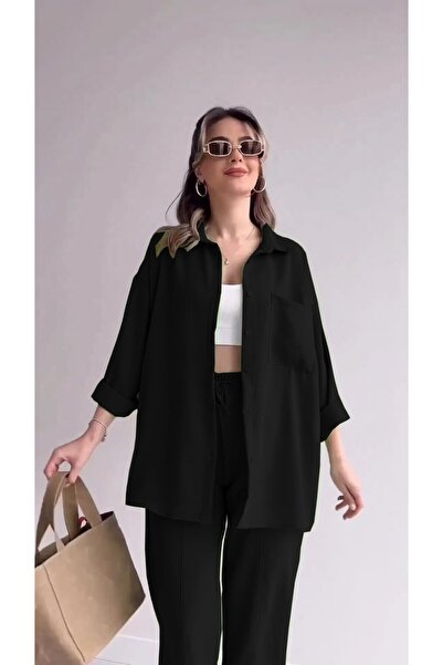 Barbora Keten Günlük İkili Takım Elbise Pantolon Gömlek