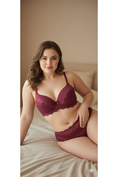 SADE Bra Panty Underwear Set Unpadded Push-Up Lace Brode Adjustable Straps Top and Bottom Set