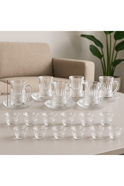 Dania طقم ضيافة زجاجي فاخر 36 قطعة (12 فنجان شاي + 12 صحن شاي + 12 فنجان قهوة سعودية)
