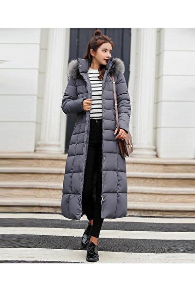 1tarz Toridas Günlük Kışlık Tam Boy Şişme Kadın Mont bt180gri