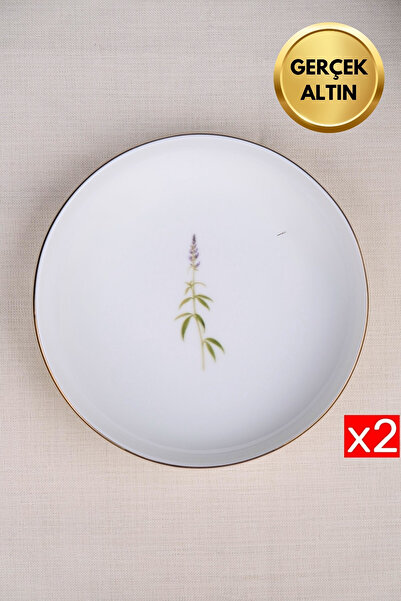 tabakevi Tabak Evi Porselen Natura Salkım Altın Yaldız Çukur Tabak 18,50cm 2 li