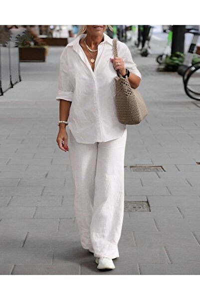 Toridas Linen Casual Double Set - Barbora Lower Top LN17ekru1