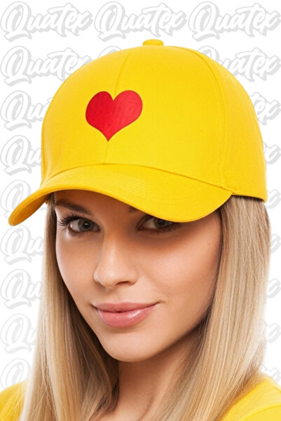 QUATEX Pălărie Brodată Inimă – Galben 100% Bumbac Gabardină Model Unisex