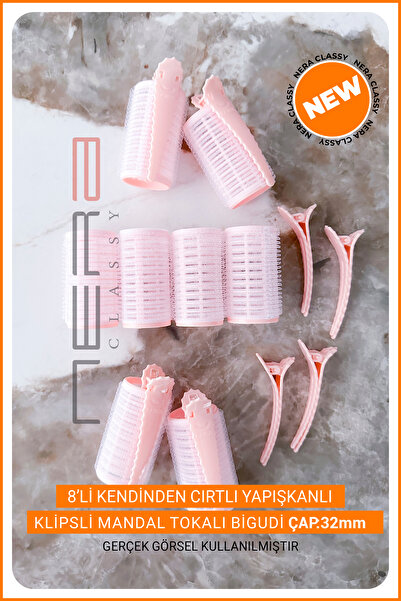 GXMPRO 8-Piece Buckle Velcro Curler Velcro (Diameter: 32mm) - Adhesive Hair C...