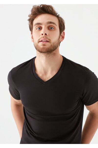 Mavi Stretch V-Neck Black Men's T-Shirt M061748-900