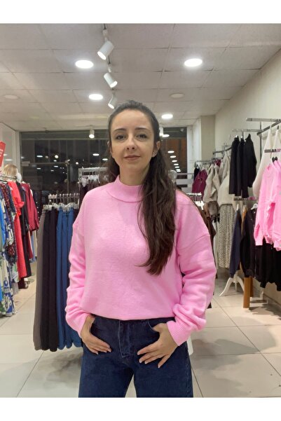 Balıkçı Yaka Pembe Kazak