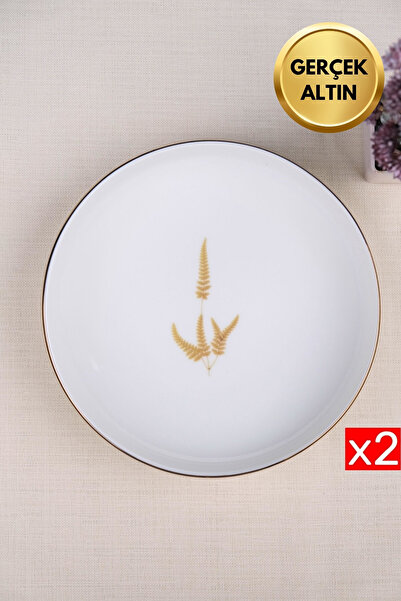 tabakevi Tabak Evi Porselen Natura Marinum Altın Yaldız Çukur Tabak 18,50cm 2 li