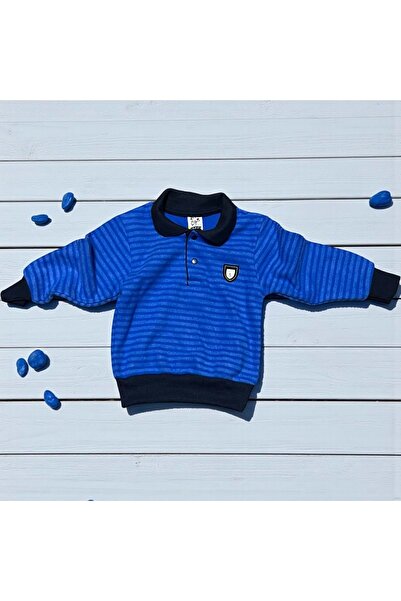 RYZE ÇOCUK Tricou din tricot cu guler și textură în dungi Saks