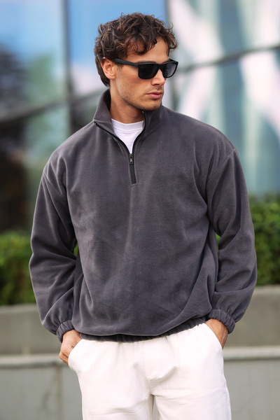 aziso Ανδρικό φούτερ oversized ψηλός λαιμός Fleece