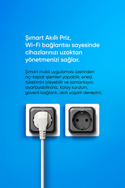 Şımart Smart Wi-Fi Socket Timer, Surge Protection, Remote Control
