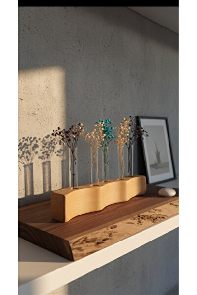 MBE Ahşap Kalın Tüplü Ahşap Vazo - Saksı