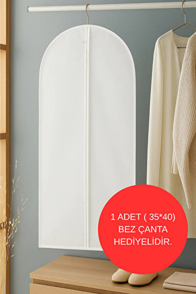 Dr.Smt Abiye, Kıyafet, Elbise Kılıfı, Elbise Koruma Taşıma Kılıfı, Gamboç Beyaz 60*140 cm, Elbise Hurcu