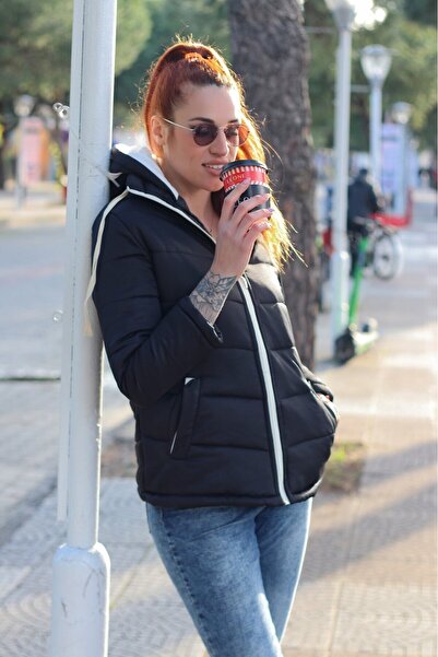 Toridas Palton elegant, elegant, cu glugă, scurt, de iarnă, pentru femei