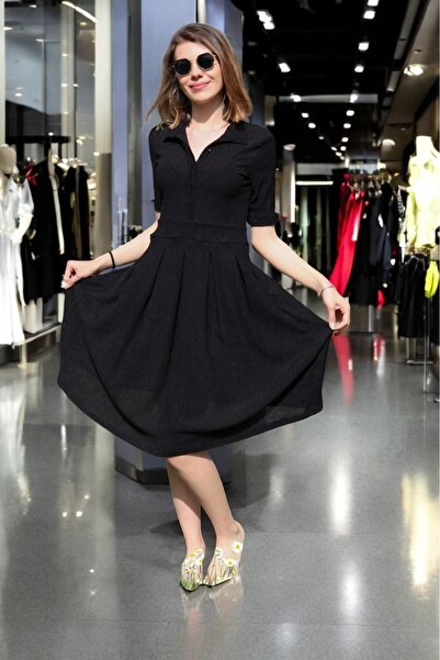 Toridas Günlük Keten Ofis Elbisesi