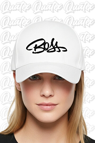QUATEX Капелюх з вишивкою Boss – білий, 100% бавовна, габардин, унісекс