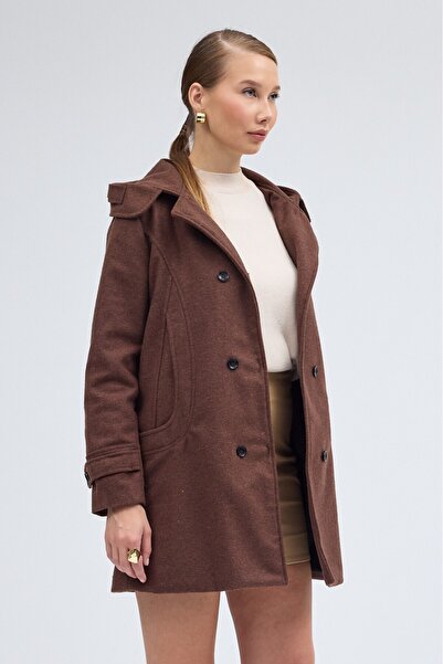 Toridas Yaka Detaylı Büyük Düğmeli Kaşe Kaban