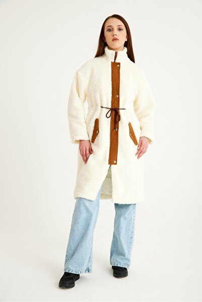 1tarz Jachetă cu pene căptușită cu fermoar pentru femei Toridas, cu talie de ...