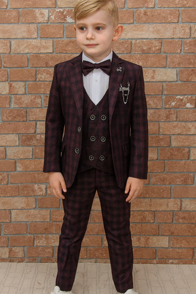 HAYTA Almira Burgundy Kids Set - Dress, Vest and Shirt Set